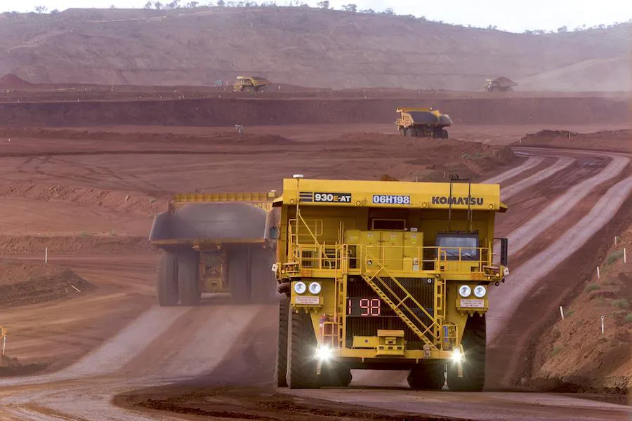Komatsu haul truck in an open-pit mine